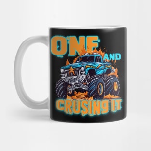 One Birthday Boy's Monster Truck Racing B-day Gift For Kids Tollder Mug